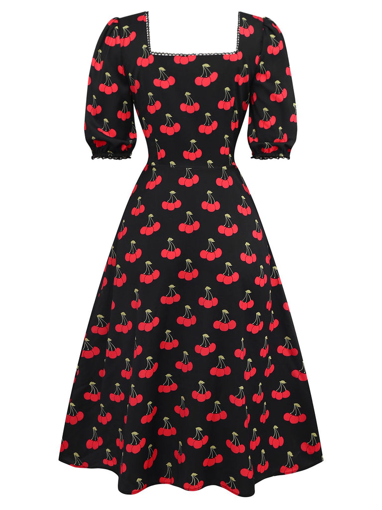 [Prévente] Robe rouge à col carré et fente bouffante années 40
