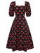 [Prévente] Robe rouge à col carré et fente bouffante années 40