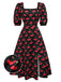 [Prévente] Robe rouge à col carré et fente bouffante années 40
