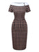 [Prévente] Robe crayon kaki à col bateau et motif argyle des années 1960