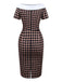 [Prévente] Robe crayon kaki à col bateau et motif argyle des années 1960
