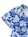 [Prévente] Robe bleue manches courtes motif floral ethnique des années 1950