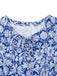 [Prévente] Robe bleue manches courtes motif floral ethnique des années 1950
