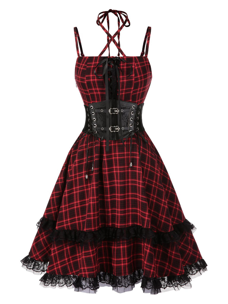 [Prévente] Robe corset rouge gothique à lacets années 1980