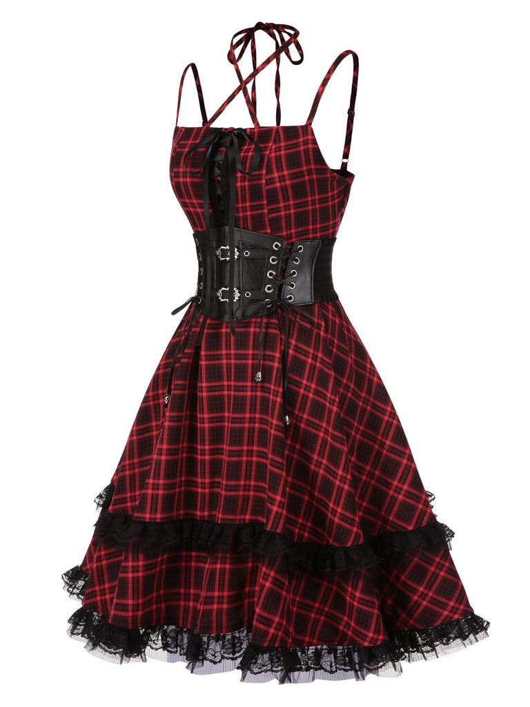 [Prévente] Robe corset rouge gothique à lacets années 1980
