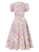 [Prévente] Robe lavande à fleurs et manches bouffantes années 1950