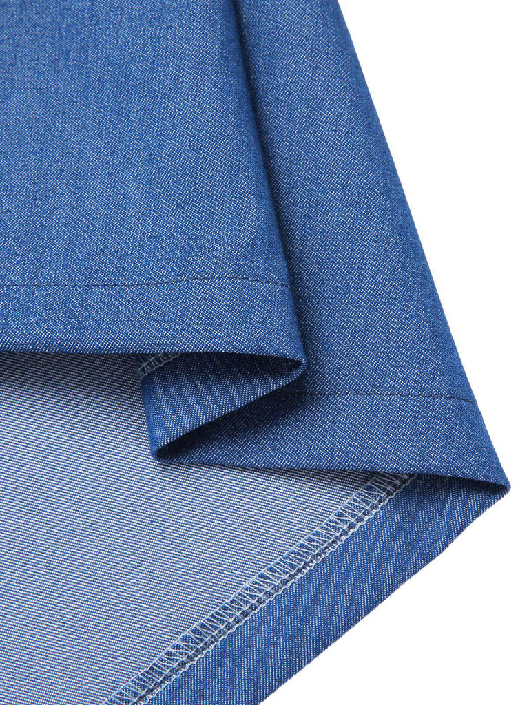 [Prévente] Robe crayon bleue en denim avec franges et strass années 60