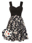 [Prévente] [Grande taille] Robe noire en tricot à fleurs froncées années 1950