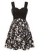 [Prévente] [Grande taille] Robe noire en tricot à fleurs froncées années 1950