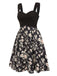 [Prévente] [Grande taille] Robe noire en tricot à fleurs froncées années 1950