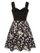 [Prévente] [Grande taille] Robe noire en tricot à fleurs froncées années 1950