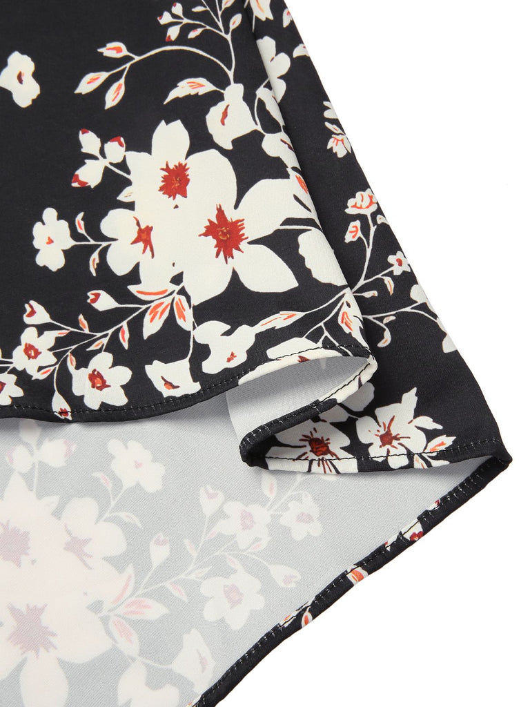 [Prévente] [Grande taille] Robe noire en tricot à fleurs froncées années 1950