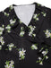 [Prévente] Robe noire à volants et col en V imprimé lys des années 1950
