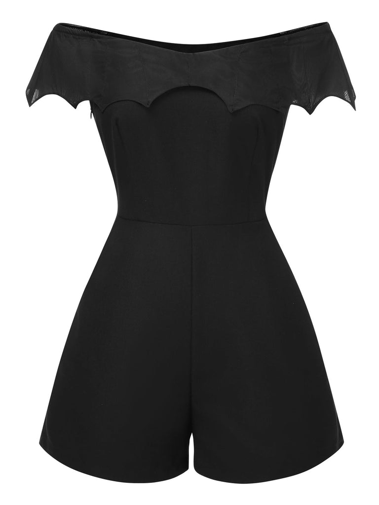 [Pré-vente] Combishort noire en maille épaules dénudées style gothique des années 1950