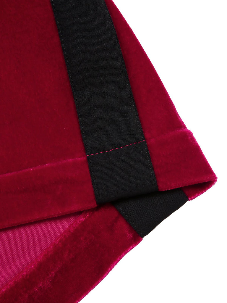 [Prévente] 2PCS haut court et pantalon colorblock Velvette noir années 40