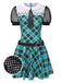 [Prévente] Robe de Frankie Stein bleue à carreaux et col Claudine années 1970