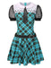 [Prévente] Robe de Frankie Stein bleue à carreaux et col Claudine années 1970