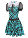 [Prévente] Robe de Frankie Stein bleue à carreaux et col Claudine années 1970