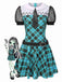 [Prévente] Robe de Frankie Stein bleue à carreaux et col Claudine années 1970