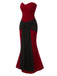 [Prévente] 2PCS Robe bandeau en velours et cape rouge et noire années 1930