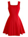 Robe trapèze col carré larges bretelles couleur uni des années 1950