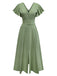 Robe unie à manches évasées et en V profond années 1940