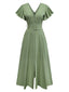 Robe unie à manches évasées et en V profond années 1940