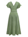 Robe unie à manches évasées et en V profond années 1940