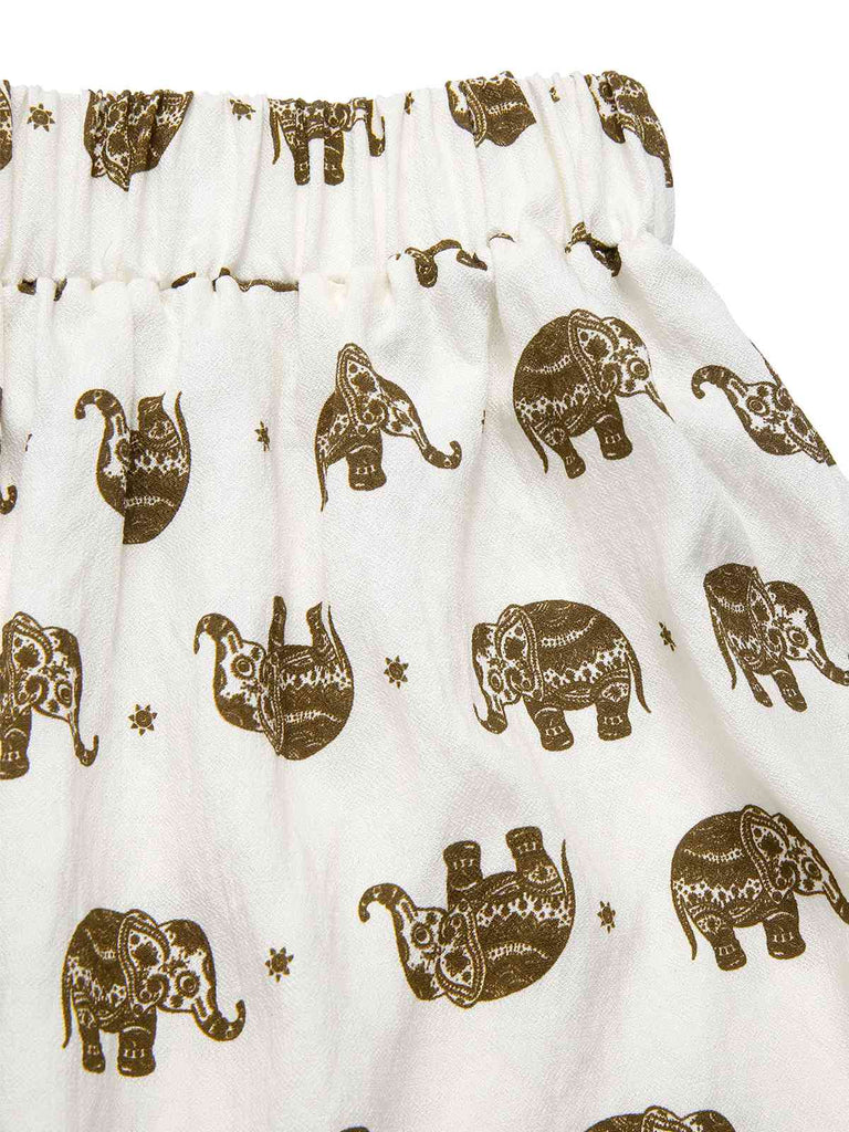 [Prévente] 2PCS chemisier brodé et jupe Imprimé éléphant des années 40