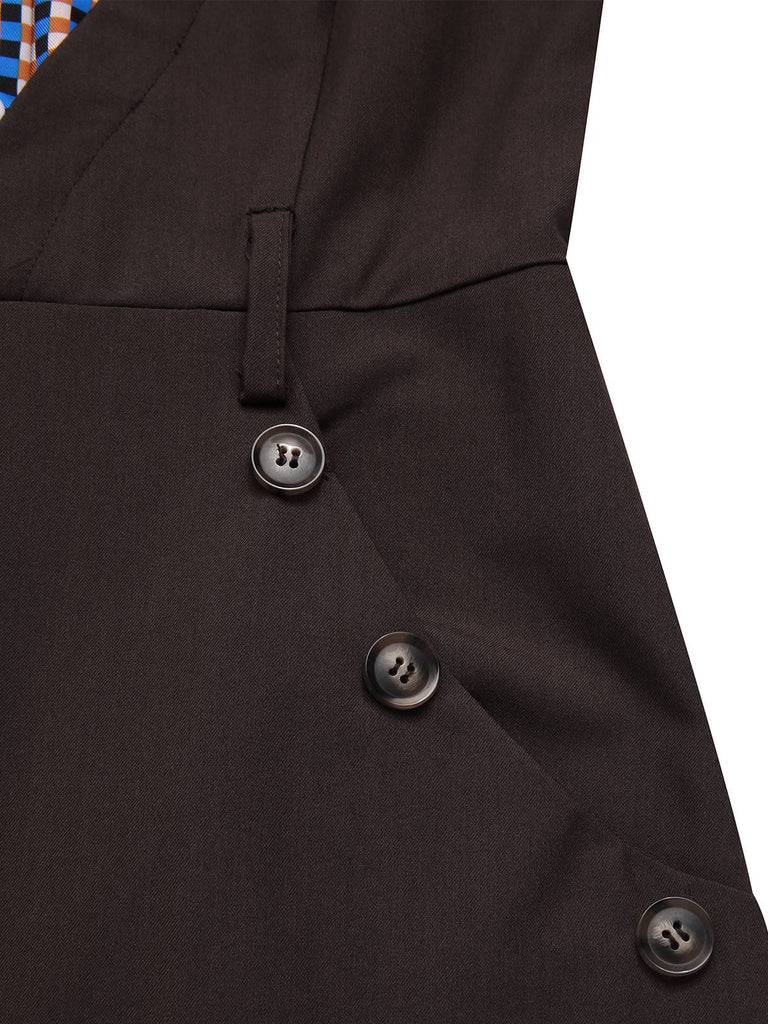[Pré-vente] Combinaison factice deux pièces marron à carreaux col revers années 40