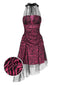 [Prévente] Robe de soirée rose zébrée en maille années 1970