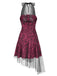 [Prévente] Robe de soirée rose zébrée en maille années 1970