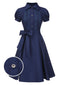 [Prévente] Robe bleue foncé et nœud en dentelle années 1940