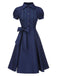[Prévente] Robe bleue foncé et nœud en dentelle années 1940