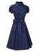 [Prévente] Robe bleue foncé et nœud en dentelle années 1940