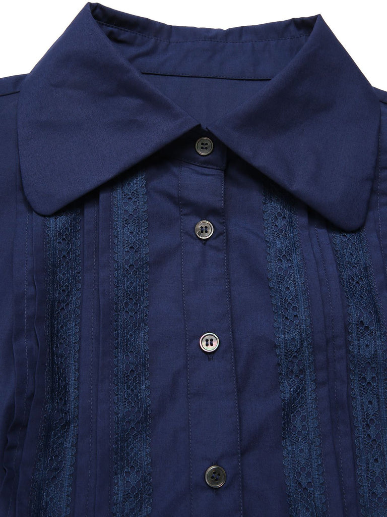[Prévente] Robe bleue foncé et nœud en dentelle années 1940