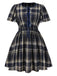 [Prévente] [Grande taille] Robe bleue à carreaux à lacets années 40