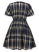 [Prévente] [Grande taille] Robe bleue à carreaux à lacets années 40