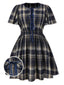 [Prévente] [Grande taille] Robe bleue à carreaux à lacets années 40