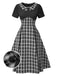 [Pré-vente] Robe patchwork plissée à carreaux noire des années 1950