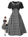 [Pré-vente] Robe patchwork plissée à carreaux noire des années 1950