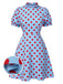[Prévente] Robe bleue à pois à volants et manches bouffantes années 40