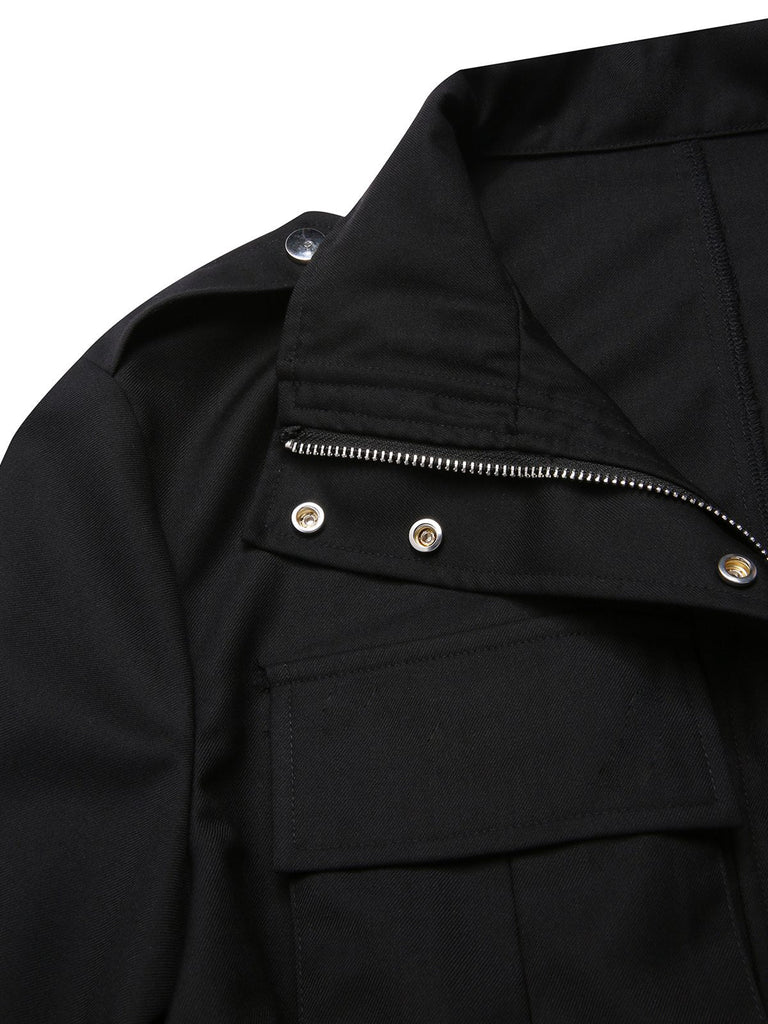 [Prévente] Veste noire à poches et revers à plis creux années 1950