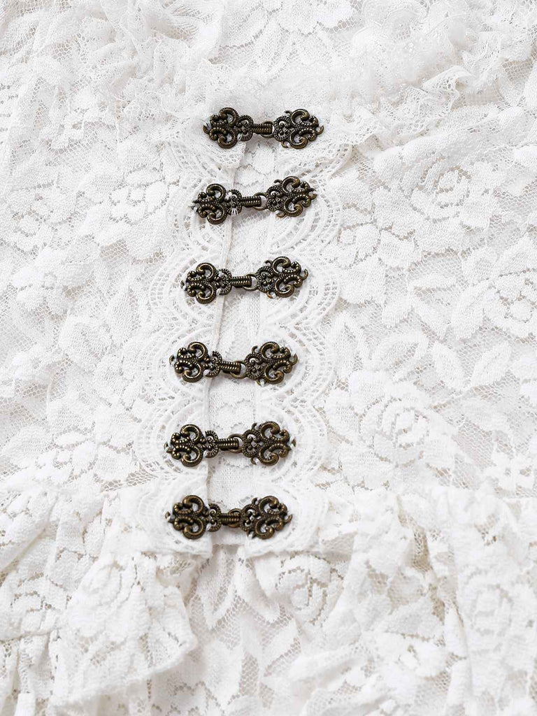 Robe victorienne blanche en dentelle à manches gigot des années 1980