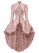 Robe victorienne noire en dentelle à manches gigot des années 1980
