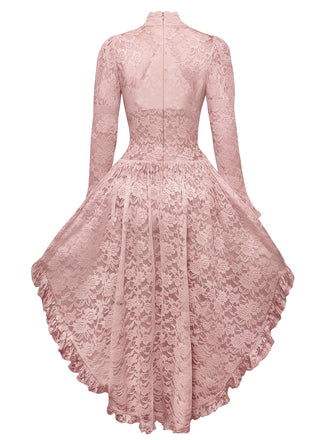 [Prévente] Robe victorienne rose en dentelle à manches gigot des années 1980