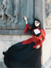 [Prévente] Robe victorienne rouge en dentelle à manches gigot des années 1980