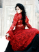 [Prévente] Robe victorienne rouge en dentelle à manches gigot des années 1980