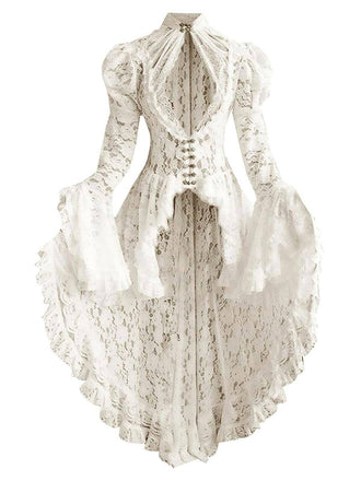 [Prévente] Robe victorienne blanche en dentelle à manches gigot des années 1980