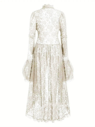 [Prévente] Robe victorienne blanche en dentelle à manches gigot des années 1980